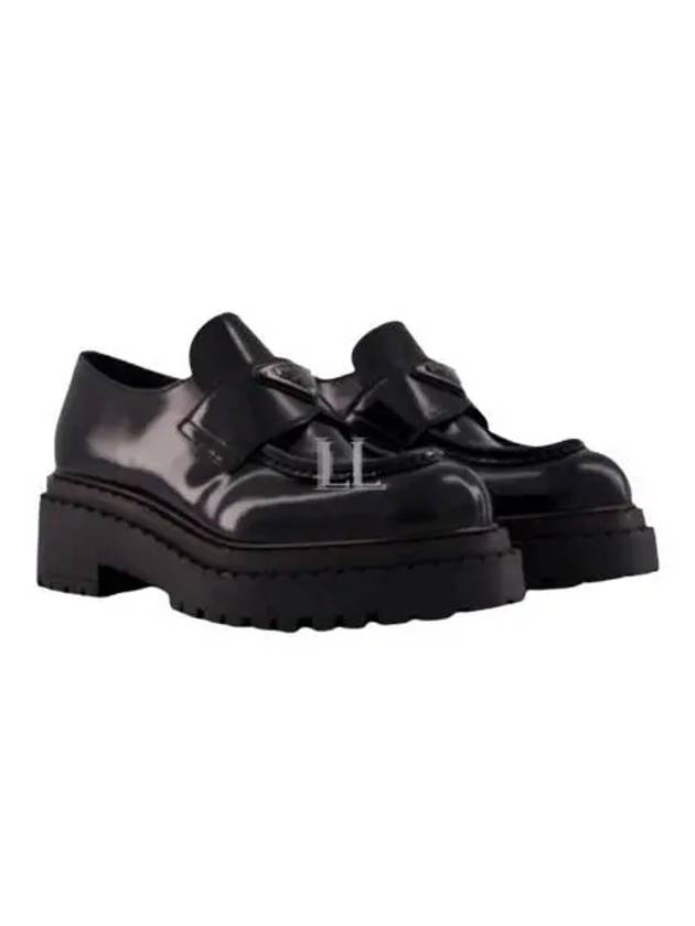 Triangle Logo Leather Loafers Black - PRADA - BALAAN 2