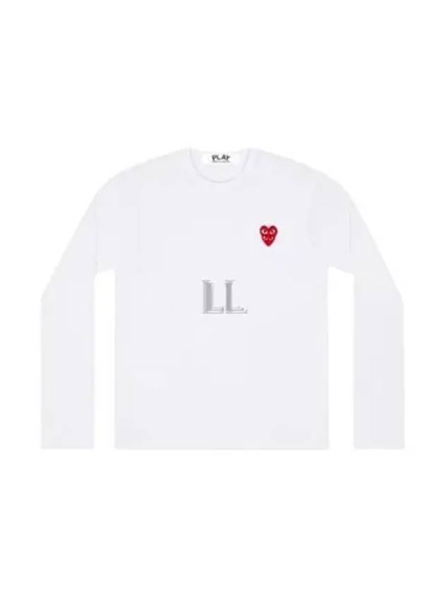 Double Heart Wappen Long Sleeve T-Shirt White - COMME DES GARCONS - BALAAN 2