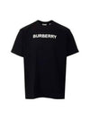 Logo Print Cotton Oversized Short Sleeve T-Shirt Black - BURBERRY - BALAAN 2