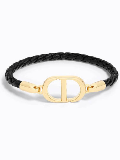 30 Montaigne Leather Bracelet Black Gold - DIOR - BALAAN 2