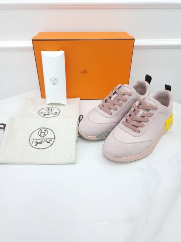 Leather Bouncing Coatskin Rose Porcelain Sneakers 39 - HERMES - BALAAN 6