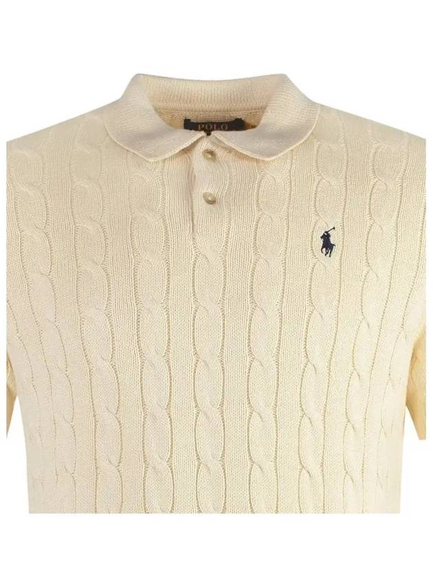 Embroidered Pony Knit Polo Shirt Beige - POLO RALPH LAUREN - BALAAN 5