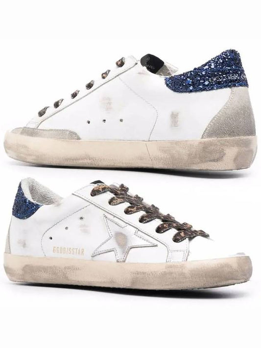 Women s Blue Glitter Tab Superstar Sneakers White - GOLDEN GOOSE - BALAAN 2