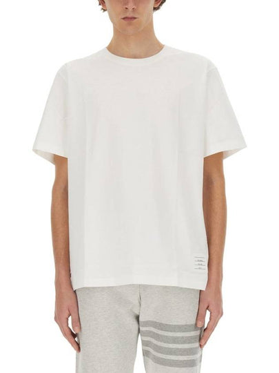 Men's Side Slit Relaxed Short Sleeve T-Shirt White - THOM BROWNE - BALAAN 2