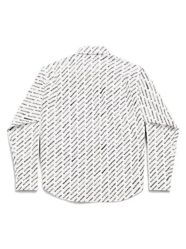 Allover Logo Print Long Sleeve Shirt White Black - BALENCIAGA - BALAAN 5