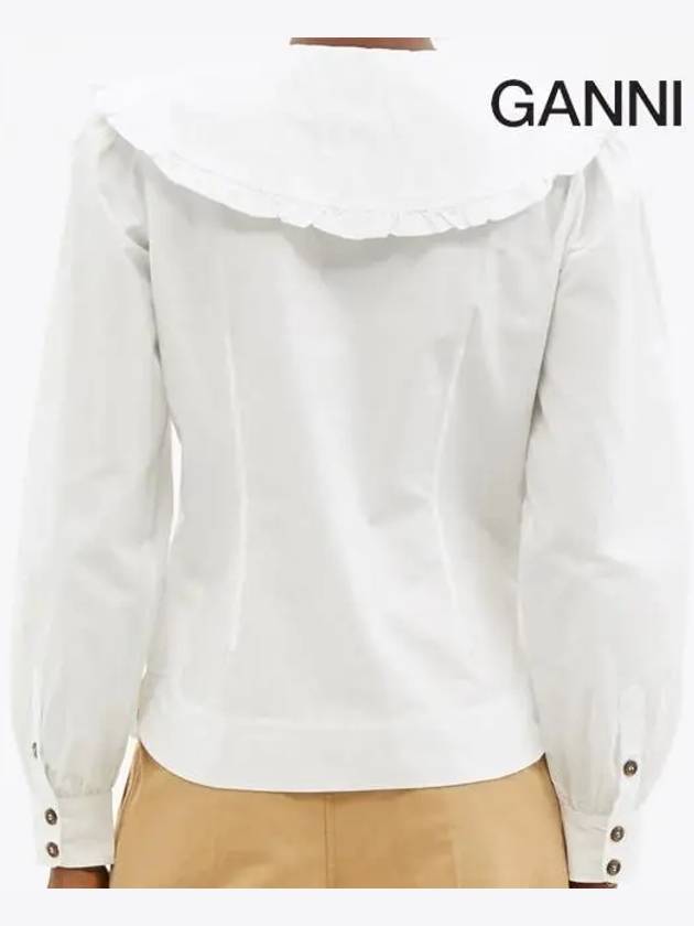 ruffle wide poplin shirt white - GANNI - BALAAN.