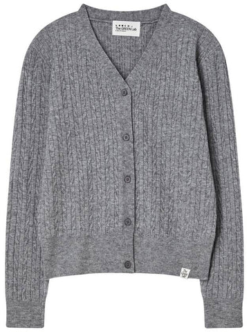 V neck cable knit cardigan Melange gray - THE GREEN LAB - BALAAN 1