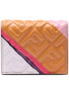 gold-plated FF embossed leather diagonal striped bi-fold wallet - FENDI - BALAAN 5