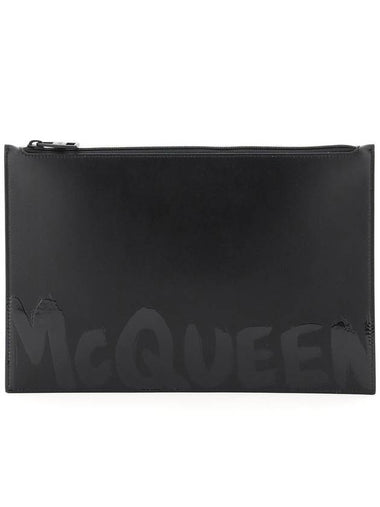 Logo Print Clutch Bag Black - ALEXANDER MCQUEEN - BALAAN 1