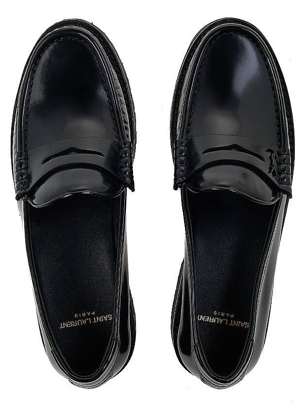 Monogram Leather Loafers Black - SAINT LAURENT - BALAAN 7