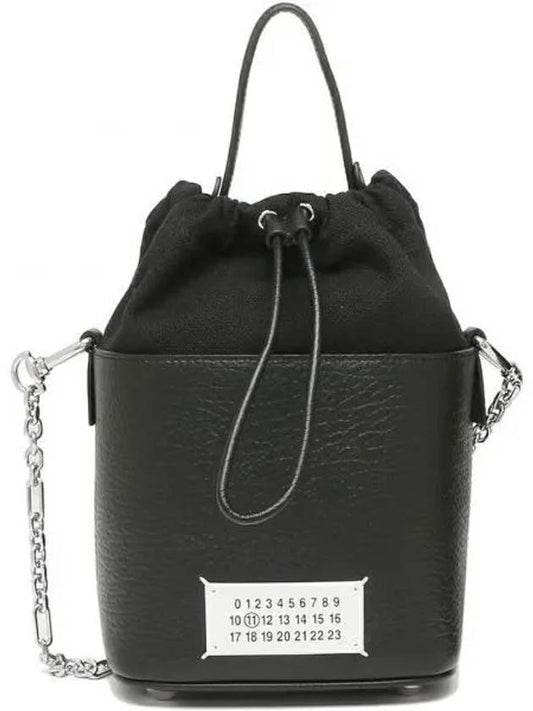 5AC Number Logo Texture Leather Bucket Bag Black - MAISON MARGIELA - BALAAN 2