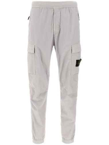 Stretch Cotton Tella Parachute Straight Pants Grey - STONE ISLAND - BALAAN 1