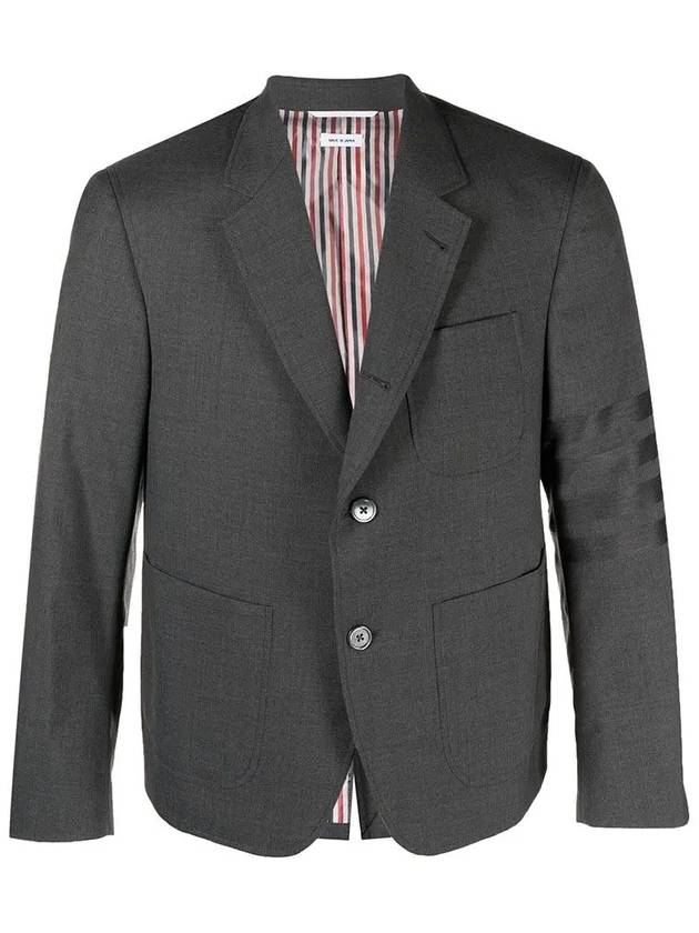 4 Bar Stripe Wool Jacket Dark Jacket - THOM BROWNE - BALAAN 3