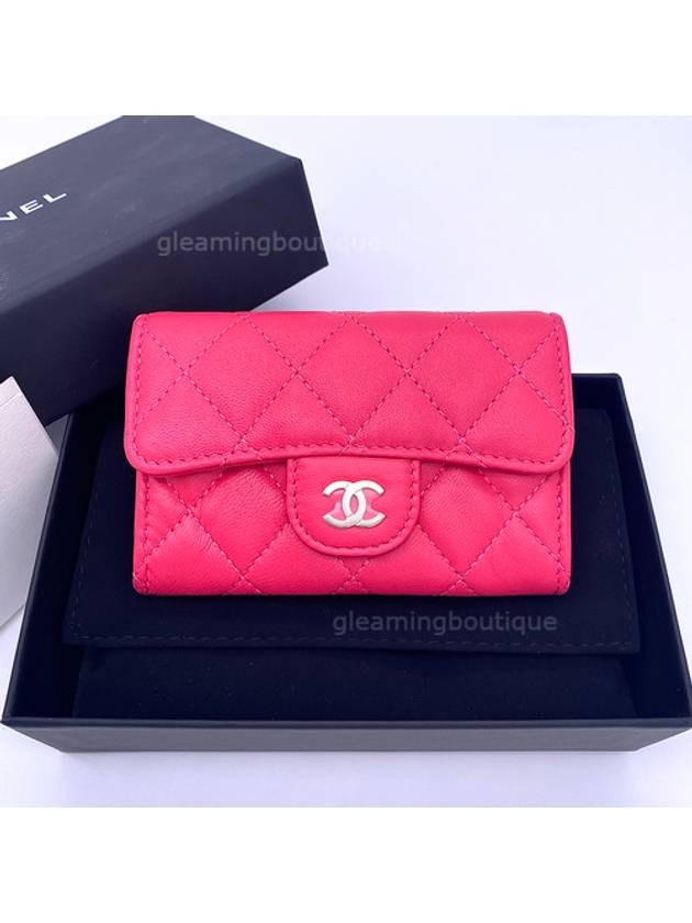 Classic Lambskin Flap Card Holder Red Champagne Gold - CHANEL - BALAAN 3