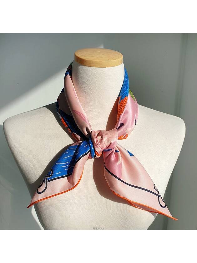 Scarf 70 Tide Up Knots Rose Blue H983917S03 - HERMES - BALAAN 4