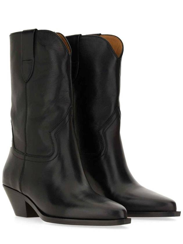 Dahope Leather Cowboy Middle Boots Black - ISABEL MARANT - BALAAN 4