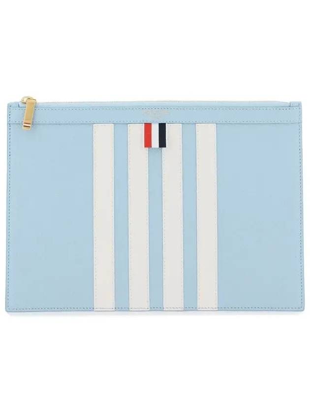 4-Bar Leather Clutch Bag Blue - THOM BROWNE - BALAAN 3