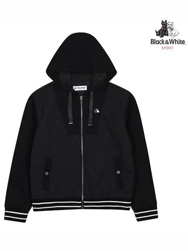 Women s hooded full zip up t shirt 6204LXSP BLACK - BLACK&WHITE - BALAAN 1