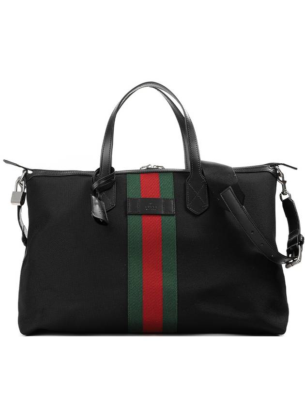 Striped Canvas Tote Bag Black - GUCCI - BALAAN 2