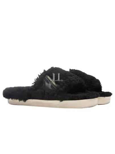 Leather Star Shearling Full Star Slippers Black - GOLDEN GOOSE - BALAAN 2