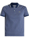 Slim Fit Monogram Jacquard Polo Shirt Navy - LACOSTE - BALAAN 1