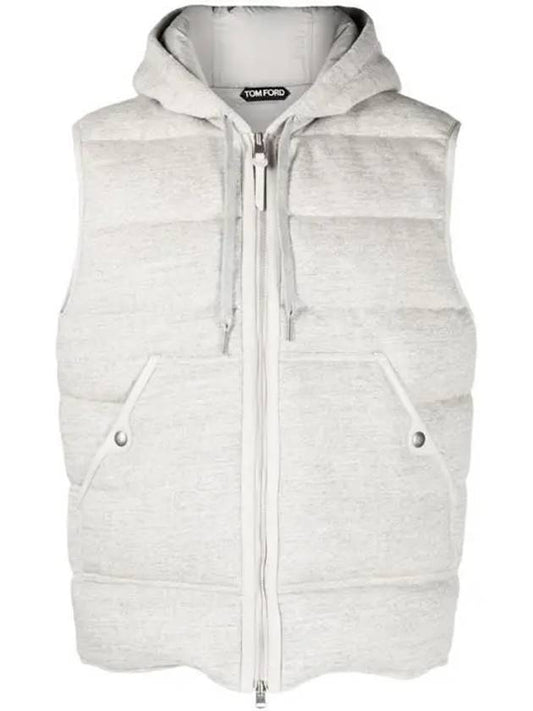 Men's Hooded Goose Down Vest Light Gray - TOM FORD - BALAAN 1