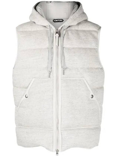 Men's Hooded Goose Down Vest Light Grey - TOM FORD - BALAAN 1