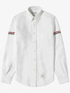 Oxford Striped Grosgrain Armband Classic Long Sleeve Shirt White - THOM BROWNE - BALAAN 2