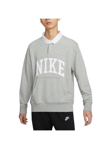 Club Fleece Long Sleeves Polo Shirt Grey - NIKE - BALAAN 1