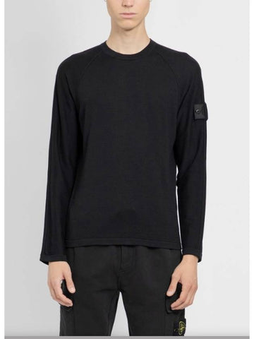 22FW Shadow Waffen Black Long Sleeve Knit Sweater 77195061S - STONE ISLAND - BALAAN 1