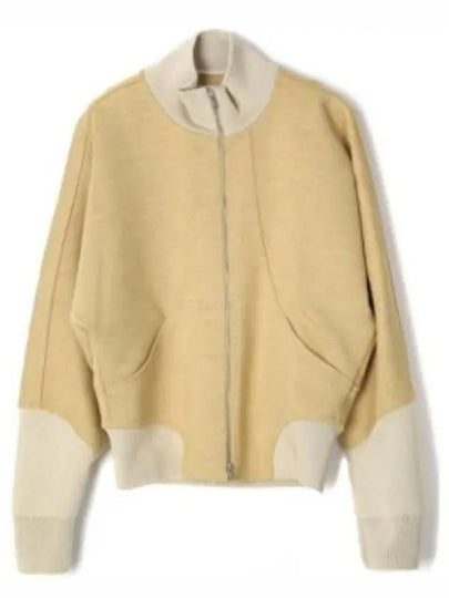 Women's Melange Compact Jersey Wool Zip-Up Jacket Yellow - JIL SANDER - BALAAN 2