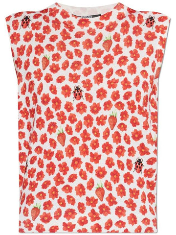 Versace Silk Top With Floral Motif, Women's, Red - VERSACE - BALAAN 1