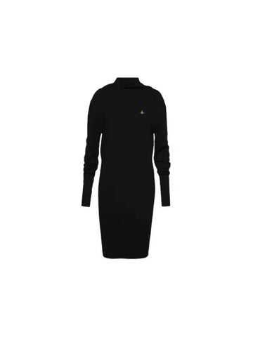 Women's ORB Embroidered Logo Bea Medium Dress Black - VIVIENNE WESTWOOD - BALAAN 1