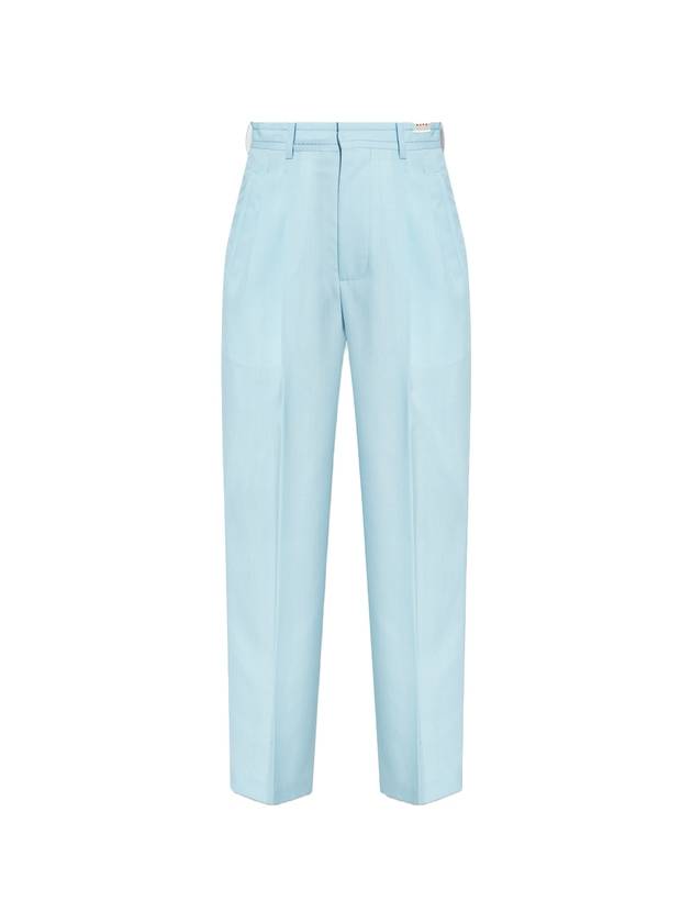 Women's Double Pleated Wool Straight Pants Light Blue - MARNI - BALAAN 1