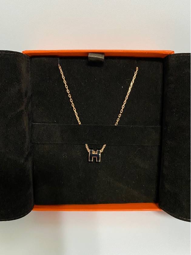 Mini Pop H Pendant Rose Gold & Noir - HERMES - BALAAN 3