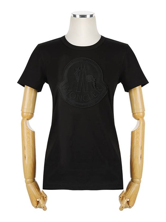 Women's Big Logo Short Sleeve T-Shirt Black - MONCLER - BALAAN 2