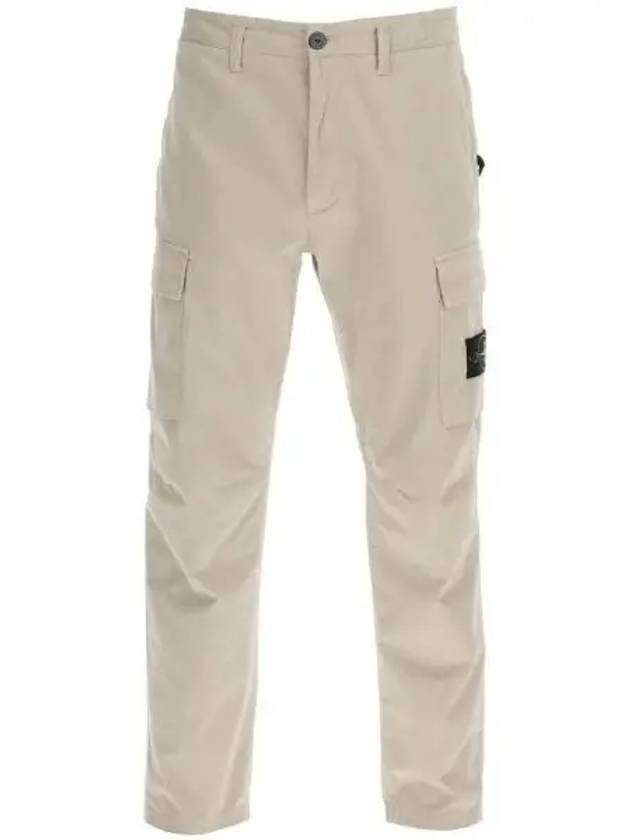 Stretch Cotton Gabardine Garment Dyed Cargo Straight Pants Beige - STONE ISLAND - BALAAN 2