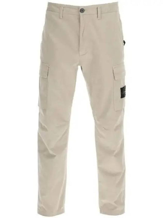 Stretch Cotton Gabardine Garment Dyed Cargo Straight Pants Beige - STONE ISLAND - BALAAN 2