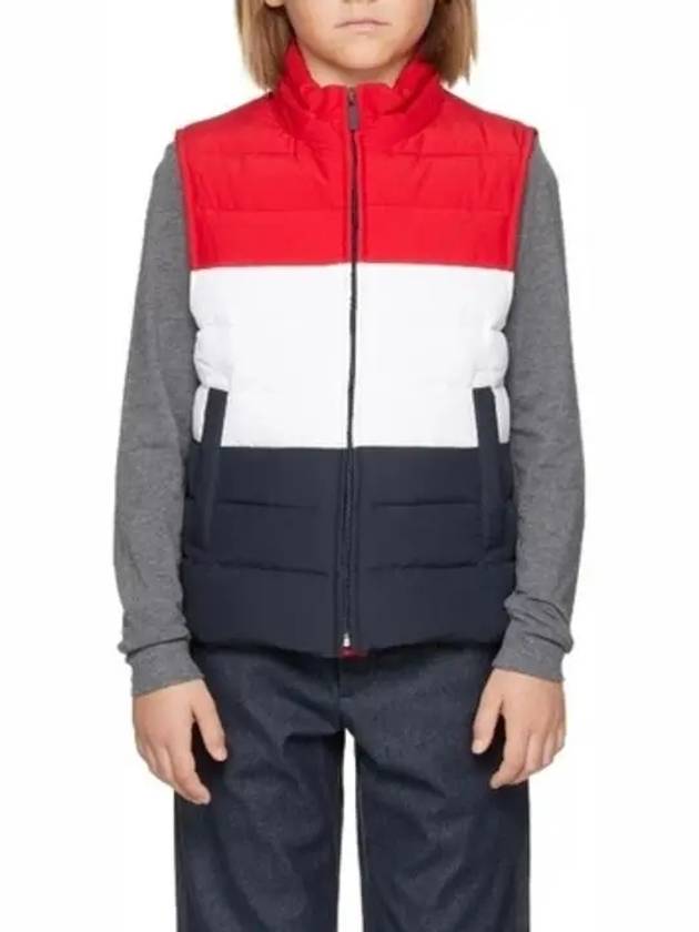 Kids Red Navy Fun Mix Down Vest KVD003X08031960 - THOM BROWNE - BALAAN 7