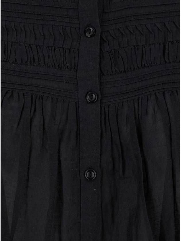 'Plalia' Black Shirt With Pleated Details In Cotton Woman - ISABEL MARANT ETOILE - BALAAN 3