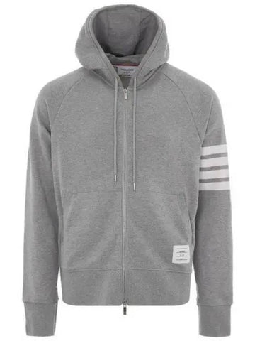 Diagonal overfit gray hooded zip up 270588 - THOM BROWNE - BALAAN 1