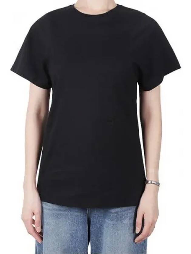 Embroidered Logo Cotton Short Sleeve T-Shirt Black - TOTEME - BALAAN 2