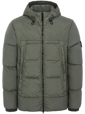 Men's Crinkle Reps Hooded Down Padding Green - STONE ISLAND - BALAAN 1