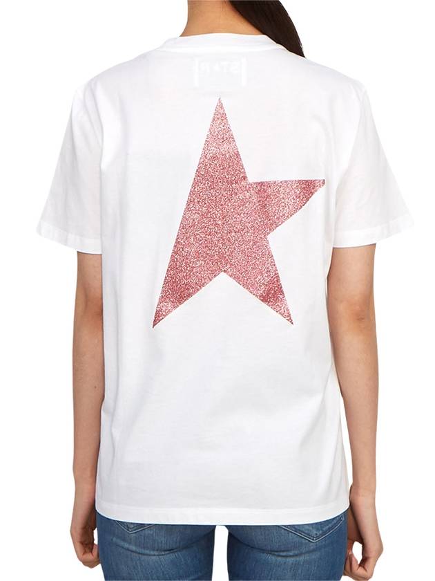 Glitter Star Logo Short Sleeve T-Shirt Pink White - GOLDEN GOOSE - BALAAN 5