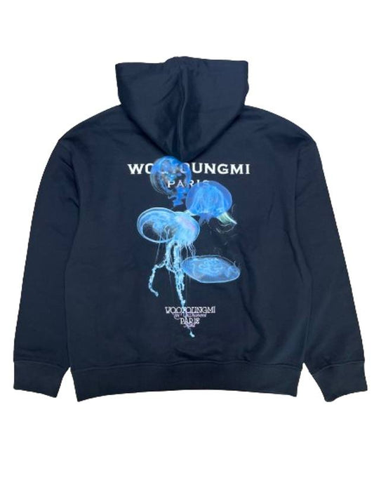 Black Luminous Jellyfish Hooded Tshirt W241TS35743B - WOOYOUNGMI - BALAAN 1