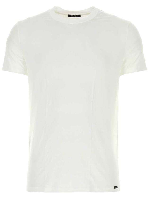 Cotton Modal Crew Neck Short Sleeve T-Shirt White - TOM FORD - BALAAN 2