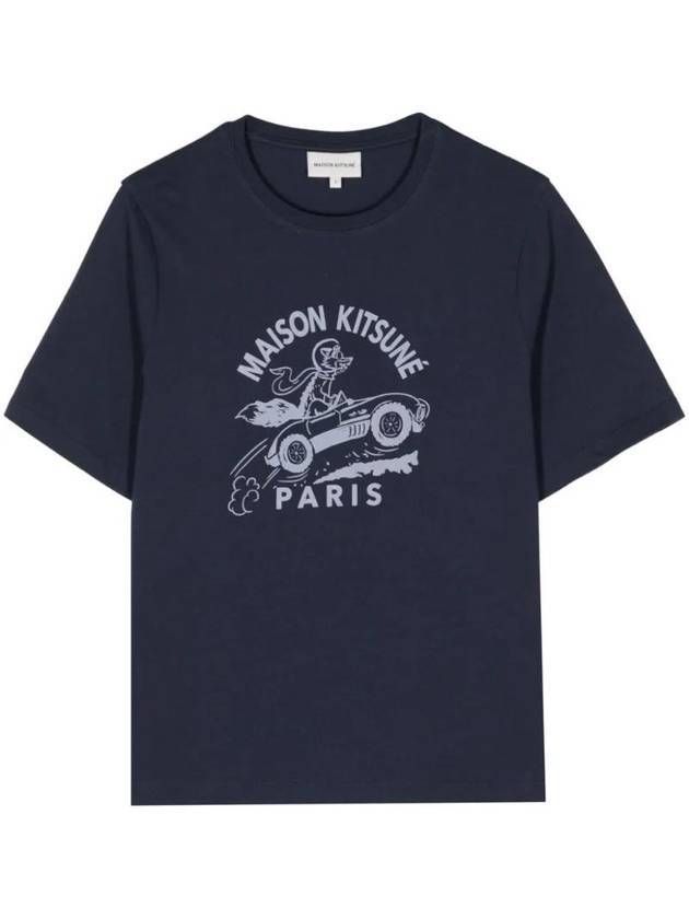 Racing Fox Comfort Short Sleeve T-Shirt Ink Blue - MAISON KITSUNE - BALAAN 1