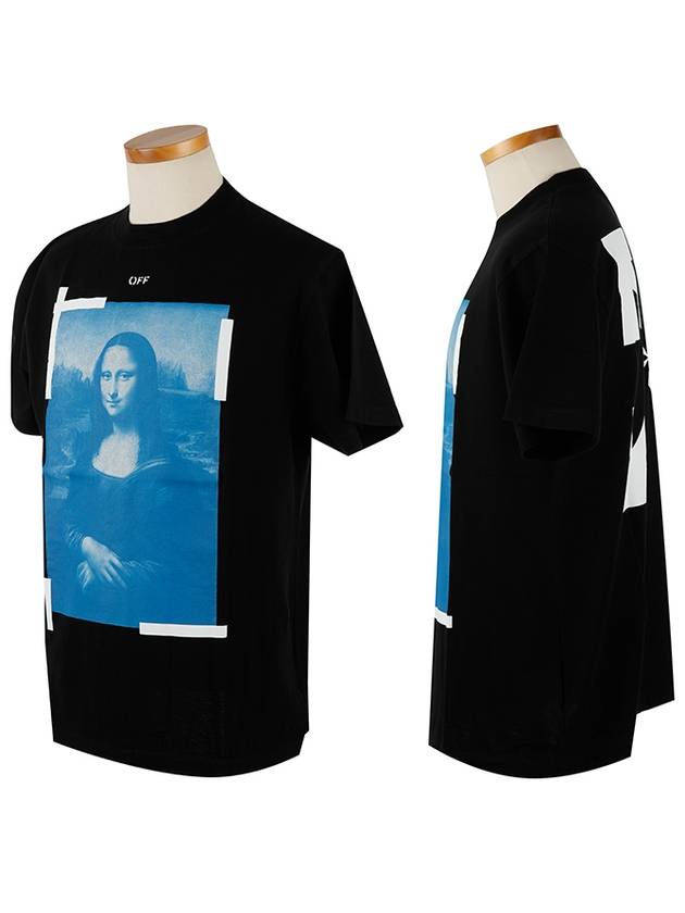 Mona Lisa Print Round Short Sleeve T-Shirt Black - OFF WHITE - BALAAN 4