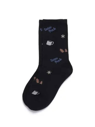 Camping Gear Pattern Crew Socks S24FUFSO02 Navy - SNOW PEAK - BALAAN 1