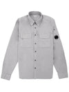 Men's Cavardine Wappen Button Long Sleeve Shirt Grey - CP COMPANY - BALAAN 3